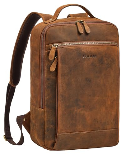 STILORD Jannes Mochila de Negocios para Portátil 17 pulgadas Mochila Vintage Mochila de Día Cuero para Universidad, Trabajo y Oficina Color:calais - marrón