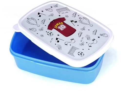 Getagift Personalised Football T-Shirt Theme Gift, Back to School Gift for Sports Player, Bento Box, Food Box, Lunch Box. (Blue)
