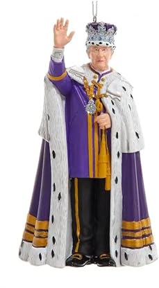 The Bridge Collection 5.25 King Christmas Ornament - Resin United Kingdom Royalty with Crown and Robe Ornament - Royal Family Holiday Decor