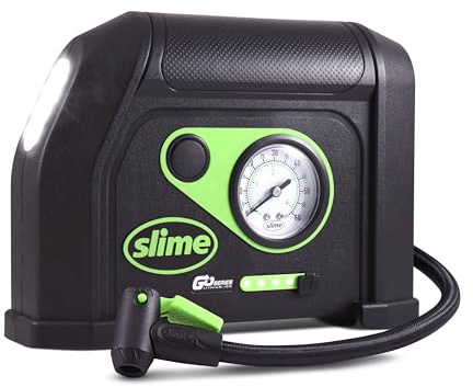 Slime 40084 - Compressore d'aria portatile, senza fili, con batteria agli ioni di litio e luce LED, ricaricabile, gonfiaggio di 8 minuti