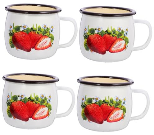 SHOWERORO 4 Piezas Taza De Esmalte Doble Cálido Taza De Viaje De Café Tapa Espuma Taza De Café Vaso Dosificador De Cafe Botella De Agua Personalizable Tazas Grandes Cerveza Plegable