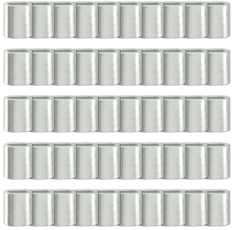 KYLOS Abrazaderas de Aluminio para Cables - 50 Unidades de 3 mm - Manguitos de Sujeción para Cuerdas y Cables de Acero - Conectores Metálicos Duraderos y Resistentes
