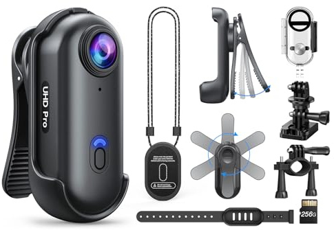 BOBLOV W4 4K Bodycam Mini caméra corporelle avec Clip Rotatif à 360° et Clip magnétique, 90 Minutes pour Enregistrement, conférences, Voyages, promenades avec Animaux de Compagnie (4K 256 Go étanche)