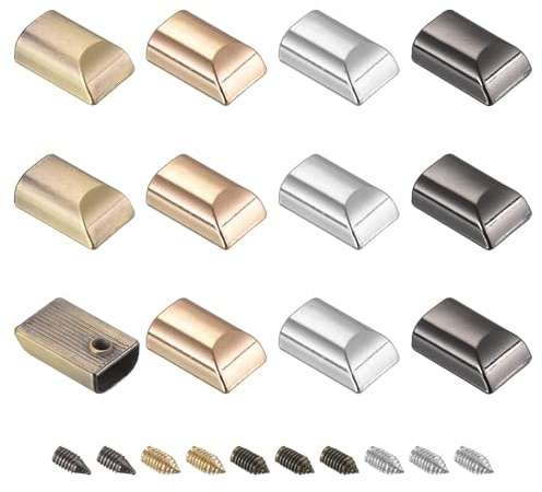 TA-VIGOR Butées de fermeture éclair en métal – Embouts de fermeture éclair de 9,5 mm pour couture, artisanat du cuir, réparation de manteaux et de bagages, Argent/Or/Bronze/Noir, 17*11*6/12pcs