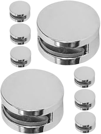 Sewroro 8 Ensemble Clips de Miroir Ronds de Zinc Supports Fixation Verre pour Accroche Murale Percer Montage Rapide pour Miroirs Sans Cadre et Panneaux Verre Usage Multifonctionnel Salle