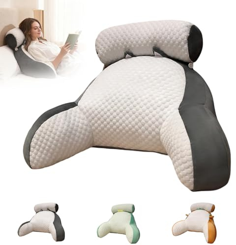 mzvoo Viroxa XXL Relax Rückenstützkissen,Rückenkissen Bett,Lesekissen Mit Armlehnen, Abnehmbarer Kissenbezug,Rückenstütze Bieten, Zum Lesen, Fernsehen, Treffen