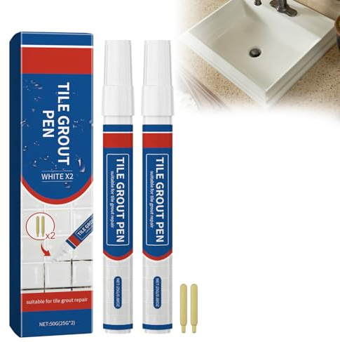 Rotuladores para Juntas de Azulejos, Rotuladores Blancos, Kit Reparación Juntas Azulejos, Reparador y Blanqueador de Lechada para Baño, Cocina y Suelo, Repara Juntas Descoloridas con Efecto Duradero