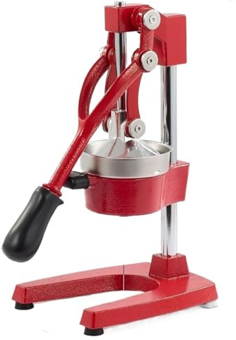 Exprimidor manual profesional en rojo – Máquina de zumo de naranja y limón fácil de limpiar