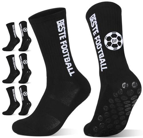 3 pares Calcetines Antideslizantes Futbol, 39-42 Calcetines Deportivos para Hombre Mujer & Niños,Transpirable Medias Futbol Absorbe Sudor Football Socks para Fútbol,Baloncesto,Tenis, Negro