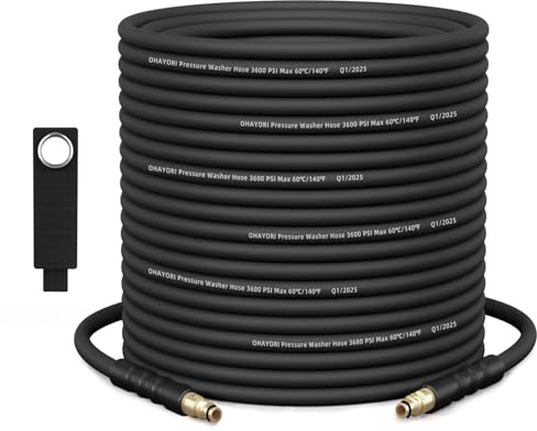 OHAYORI 15M Manguera Flexible de Alta Presión para Hidrolimpiadora Kärcher K2 K3 K4 K5 K6 K7, 220 Bar, Repuesto Resistente Desgaste, Accesorios Extensión Conexión Rápida Tipo Click para Lavado Coches