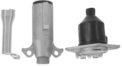 VALICLUD Kit de Prise Remorque 7 Contacts pour Camion et Camping-Car en Alliage D'aluminium Argenté, Connexion Sécurisée et Perte Minimale D'énergie, pour Remorquage Longue Distance