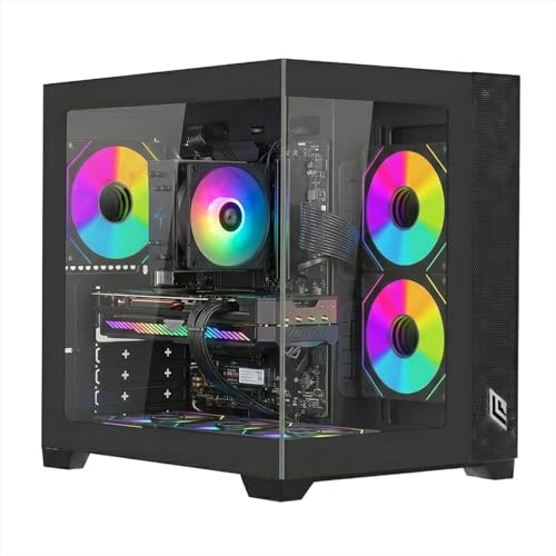 Noua Vision ZK100 Mini | Case Micro-ATX PC Gaming Mini Tower | 3 Ventole ARGB | Struttura Doppia Camera | Vetro Temperato Frontale e Laterale | Nero