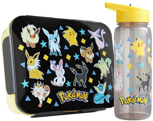 Get Trend Pokemon Fiambrera Niños con Botella 640 ml Set, Bento Box 1,75 L con Compartimentos, Apta para Lavavajillas y Microondas, Libre de BPA, Lunch Box Escolar Colegio y Ocio (Multi Pokemon)