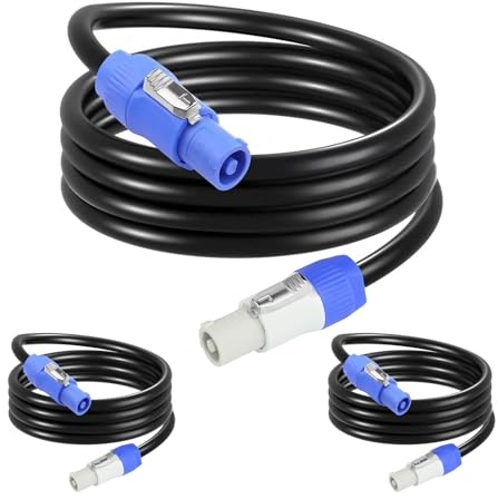 3 Pezzi Cavo Prolunga Alimentazione PowerCon 3 Poli SAC3FCA a SAC3FCB, 2,5mm² 13AWG 2m 6,6FT, Cavo CA per Schermi LED, Illuminazione Palcoscenico, Dispositivi Audio Video