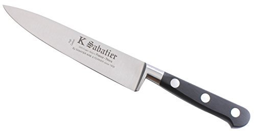K SABATIER - Cucina da 15 cm, gamma vintage al carbonio, acciaio al carbonio, manico nero, 100% forgiato, interamente fabbricato in Francia