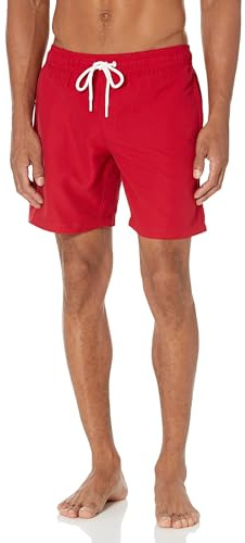 Amazon Essentials Men's Snabbtorkande badtröja 18 cm (7 tum), Röd, XL