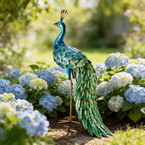 chisheen Statue de Paon Solaire d'extérieur pour décoration de Jardin en métal, décoration extérieure pour pelouse, Jardin, fête, Mariage, fête des mères, Jardinage, Cadeaux pour Femme