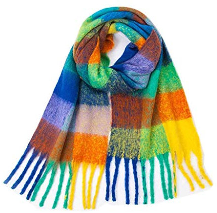 Lazzboy Schals Winter Dicker Schal Lässige Warme Lange Quaste Halstuch Ultra Weich Herbst- Und Winterschals Reine Farbe Nachahmung(A)