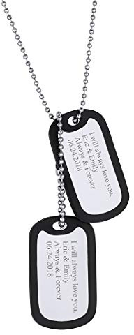 GoldChic Jewelry Dog Tag Kette Herren Erkennungsmarke Edelstahl Anhänger Herren Militär Armee Dog Tag Anhänger mit Wunsch Gravur für Männer/Jungen,Kettenlanger 60cm