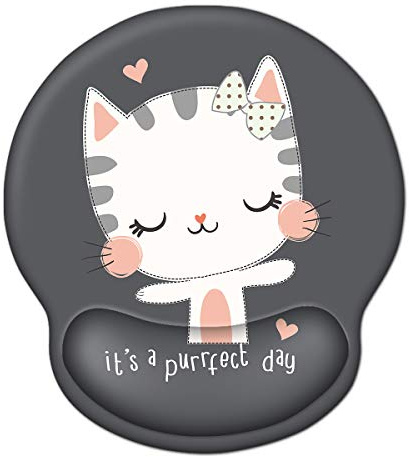 Mauspad mit Handgelenkstütze, ToLuLu Gel Ergonomische Mausmatte rutschfeste Gummibasis Memory Foam Mousepad, Maus-Handgelenkstütze für Laptop-Computer Home Office Arbeitsschmerzlinderung, Süße Katze