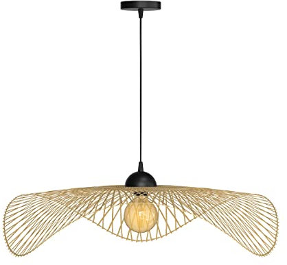 RENDEZ-VOUS DÉCO - Suspension Luminaire en Bambou - Lustre Salon, Chambre, Bureau, Entrée - Compatible Ampoule E27/40W Max - 75 cm x 18 cm