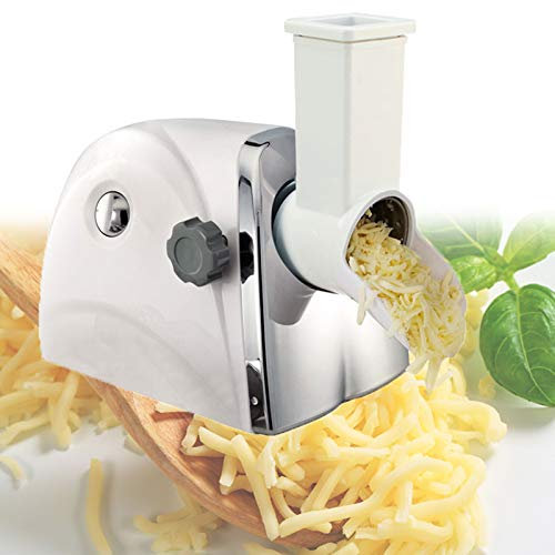 APOE Parmesan Cheese Grater, Rotary Electric Cheese Grater Machine Stainless Steel Vegetable Shredder Cheese Grinder with 3 Grater Drums