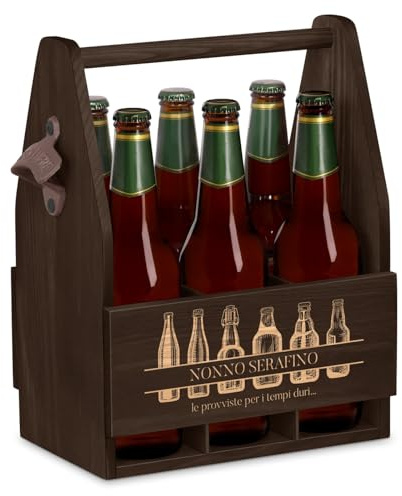 Maverton Cassetta Porta Birre in Legno, Portabottiglie Personalizzato | 6 Bottiglie Standard, Idea Regalo Uomo Compleanno, Perfetto per ogni Amante della Buona Birra
