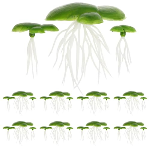 VILLCASE 72pcs Artificial Floating Duckweed Plants, Artificial Pond Plants, Aquarium Simulation Fake Plastic Duckweed for Fish Tank Pool Landscape Decoration