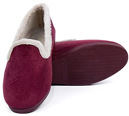 N/S Zapatillas de Casa Mujer Invierno | Zapatos de Borreguillo con Cuña | Pantuflas de Rejilla Cerradas | Suela de Caucho Antideslizante | Calzado de Descanso Térmico | Tallas 35-41