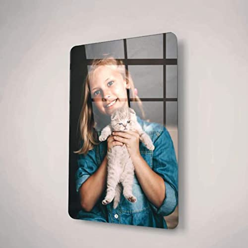 Echtglasbild Foto personalisiert Glasbild Wandbild Geschenk Erinnerung | Bruchsicheres Echtglasbild mit Wunschfoto und klarer Glasoptik als Fotogeschenk für Wohnzimmer Schlafzimmer 12,5 x 17,5 cm