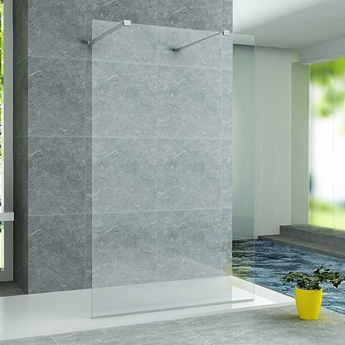Aloni Walk In Duschwand beidseitig begehbar ESG Sicherheitsglas 8 mm Nano Beschichtung Glaswand Dusche Badezimmer 200 cm Höhe 140 cm Breite Klarglas