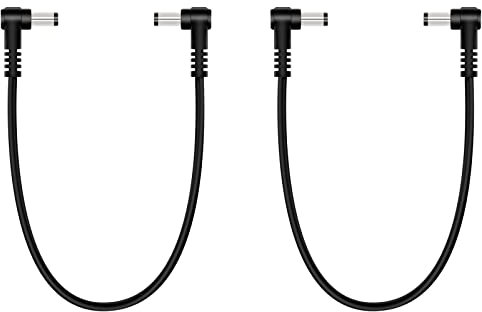 2-Pack 1ft 5.5mm x 2.1mm Male to Male DC Power Cable, 90 Degree Right Angle Plug Jack Power Supply Adapter Cord for CCTV Surveillance Security Camera LED Strip DVR Router Invoice Printer