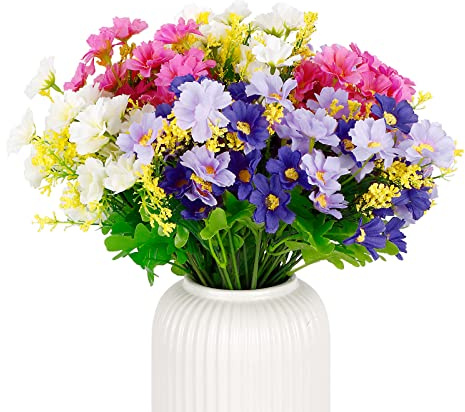 Leixi 8PCS Artificial Flowers Faux Daisy Silk Flowers for Home Decor Indoor No Fade Artificial Plants Indoor Outside Hanging Planter Home Garden Porch Décor(Multi)