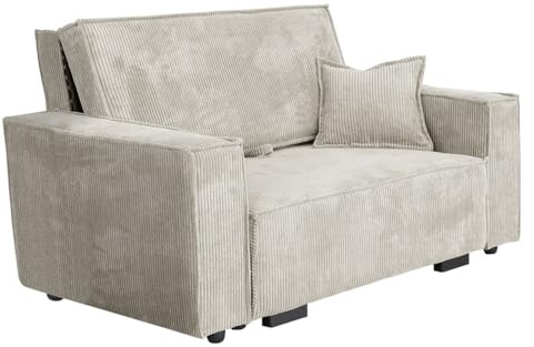 Mirjan24 Sofa Viva Star Cord II mit Schlaffunktion, 2 Sitzer Polstersofa mit Bettkasten inkl. Kissen, Schlafsofa, Bettsofa, Wohnlandschaft, Farbauswahl, Sofagarnitur (Poso 100)