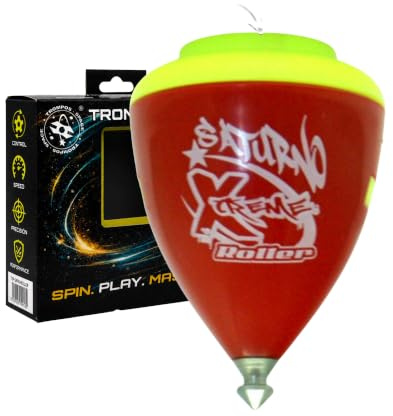SPACE TROMPOS - Saturno Xtreme Roller, Color Rojo, con Cuerda y Packaging
