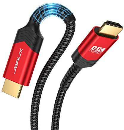 JSAUX HDMI 2.1-kabel, lång fiberoptisk kabel, 48 Gbps, 8K @ 60 Hz, 4K @ 120 Hz, UHD HDR 10+, kompatibel med eARC, Dolby Vision, 3D, VRR, PS4, PS5, 8K-gaming, tv, Blu-ray-spelare, projektor, 10 meter