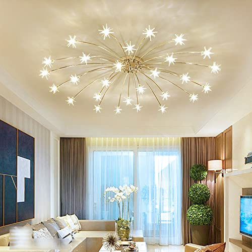 Lanekd LED Wohnzimmer Deckenlampe Stern Styl Schlafzimmer Deckenleuchte Kinderzimmer Dekolampe Glas-schirm Esszimmer Kronleuchter Retro Design Küche Flur Pendelleuchte