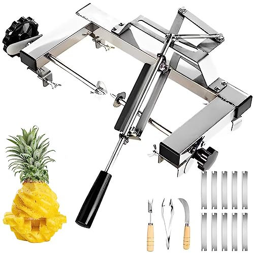 QUTBAG Máquina peladora de piñas, peladora de Cuchillos de piña de Acero Inoxidable, Ambos Lados retráctiles, Kit de máquina peladora de Frutas de Diferentes tamaños de piña D