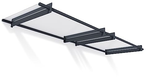 Canopia by Palram Vordach für Haustür Nancy 3000 Pultvordach 300 x 94 cm Grau Sonnenschutz Haustürvordach inkl. Regenrinne