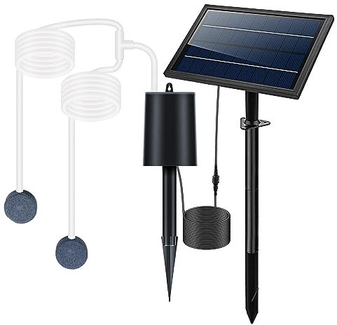 Ossigenatore per Pompa ad Aria per Acquario | Gorgogliatore per laghetto ad energia Solare Pompa ad Aria a 3 modalità | Gorgogliatore per laghetto con aeratore per laghetto