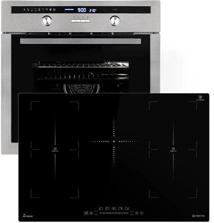 Cuisinière: 60cm Four encastrable EB8013ED + 77cm Plaque Induction IH87705FZ | Rôtisserie | Capteur de température du cœur | Gril | Air chaud | Tiroirs télescopiques | SET8013IH77FZ