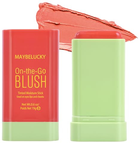 Bezavea Cosmetics Soft Glow Blushes, 3 in 1 Cream Blush for Lip, Cheek and Eye, Long-lasting, Matte, Waterproof Lightweight Blush Stick, Create a Natural and Vibrant Make Up (3#coral orange)