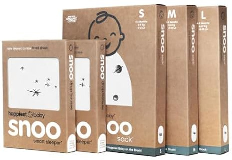 Happiest Baby The Big Bundle aus 100 % Bio-Baumwolle, enthält 3 SNOO-Säcke und 2 Spannbettlaken für Stubenwagen (Elfenbein)