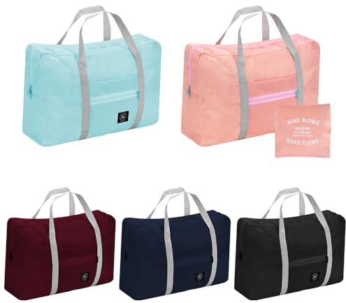 SITAKEGS Borsa da Viaggio Pieghevole, 5 pezzi Borsa da Cabina Tote Pieghevole Duffel Bagaglio, Borse da Notte Leggere Borse da Viaggio per le Donne Uomini Vacanze Shopping Weekend Uscite Sportive