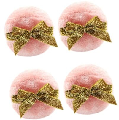 MAGICLULU 4 Stück Puderquaste pflegeprodukte babysachen babygang sachen Plüsch Puff Puderquaste für Kleinkinder flauschige Trockener Hauch Puffs Rosa