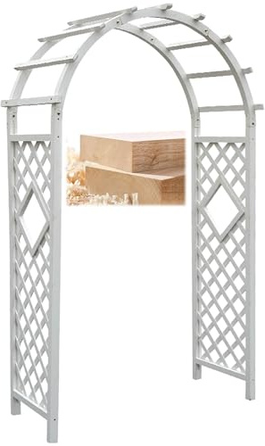 Arche De Extérieur En Bois Pergola D'entrée Arceau De Rosiers Tuteur Colonne Pour Plantes Grimpantes Portail De Jardin Arcade Vigne Mariage Tonnelle Treillis Résistant Aux Intempéries(Color:Blanc,Size