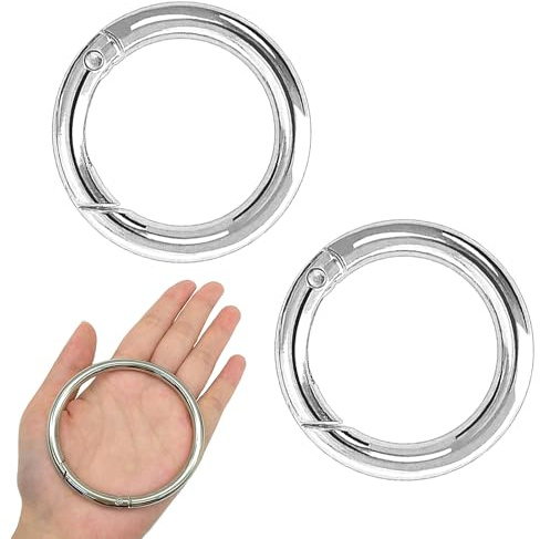 XCSJ 2 Stück Runde Karabiner 75mm OD 63mm ID Sehr Robust Zinklegierung Runde Karabiner Ring Karabinerhaken Rund Groß Karabiner Rund O Ring für Schlüsselanhänger, Tasche, DIY