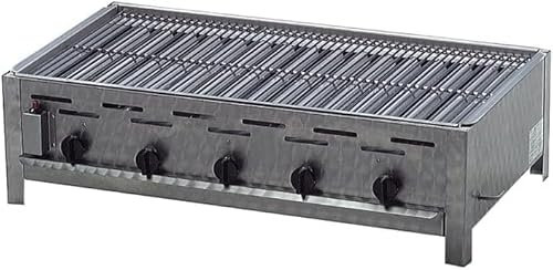 BSR-Grillen 5-flammiger Profi Gasgrill aus Edelstahl, stufenlos regelbar, Gasbräter, Gastrogrill, Gastrobräter mit Gasschlauch und Druckminderer (20 kW | Edelstahl Grillrost)