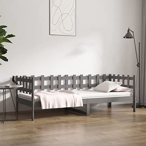 ShGaxin Tagesbett Grau 80x200 cm Massivholz Kiefer, Schlafsofa, Daybed, Bettsofa, Sofa Bed, Sofabett, Schlafcouch, Jugendbett, Bettgestell, Bettcouch - 820753