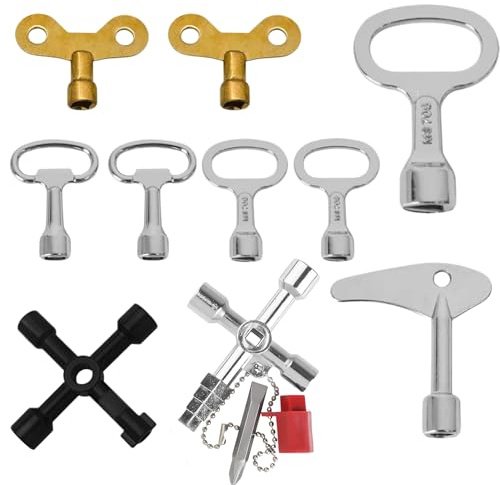 QHSXMQ Paquet de 10 Clé Triangle Clé Pompier Cle Carre 4 Voies Clé Universelle Clé Utilitaire Multifonction Clef Triangle Clé Ronde pour Armoires Electriques Compteur Électrique Radiateur, Ascenseurs